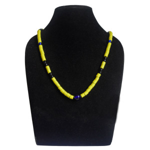Yellow Black Blue Beaded Necklace - Ethnic Inspiration